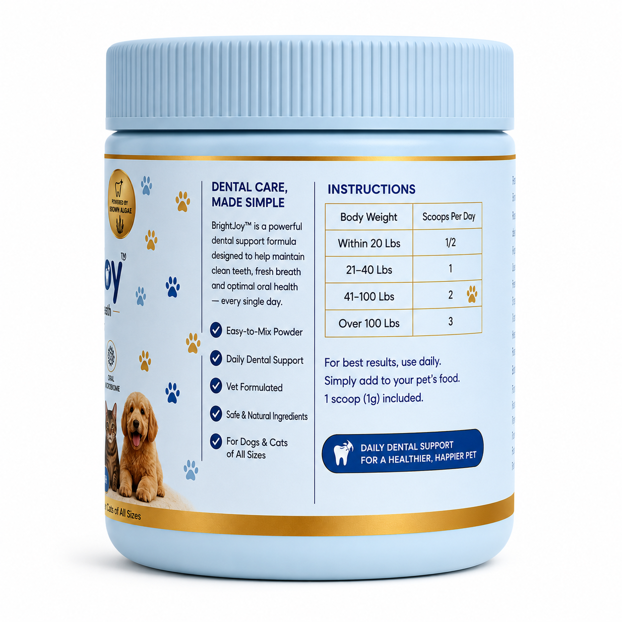 BrightJoy™ Dental Health & Fresh Breath Powder for Dogs & Cats | Beluni Pets